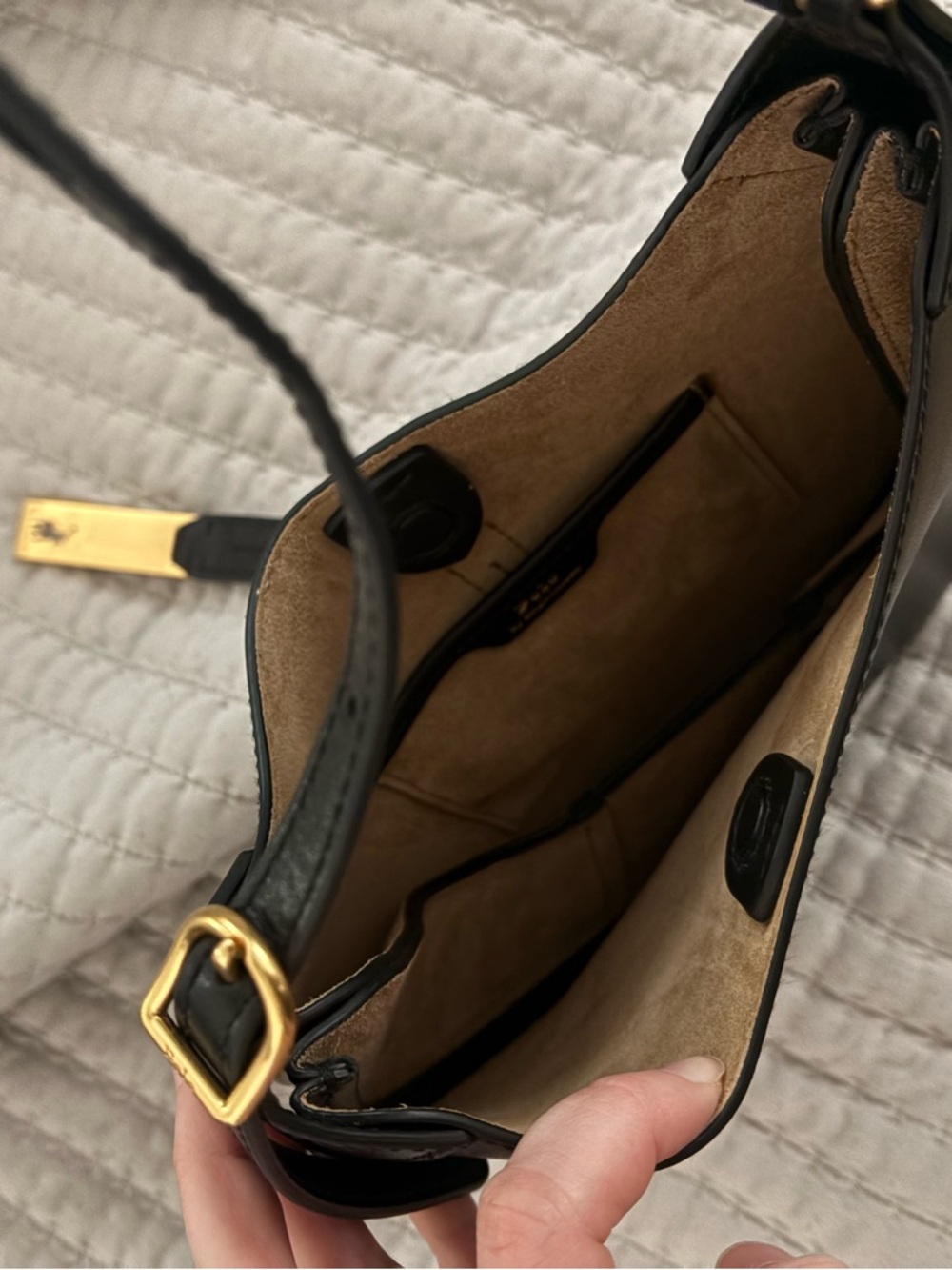 Ralph Lauren Polo ID small Black Leather Shoulder Bag with Gold - Picture 4 of 5